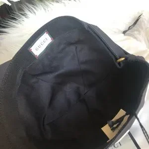Gucci Black Baseball Cap Pence T.Gabardina Pesante ?️ Auth GUCCI Black Off White GABARDINE LOGO Unisex  main image 4